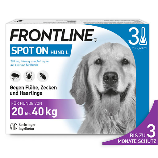 FRONTLINE SPOT-ON gegen Zecken, Fl&ouml;he und Haarlinge f&uuml;r Hunde L (20-40 kg)