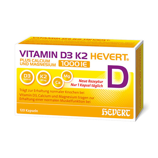 VITAMIN D3 K2 Hevert+Calcium u.Magnes.1000 IE Kps.
